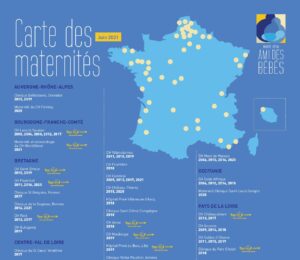 carte française des maternités labellisées IHAB