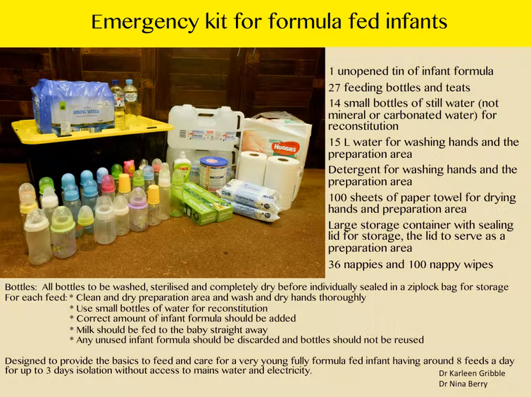 Description du kit d'urgence pour le lait industriel pour enfant