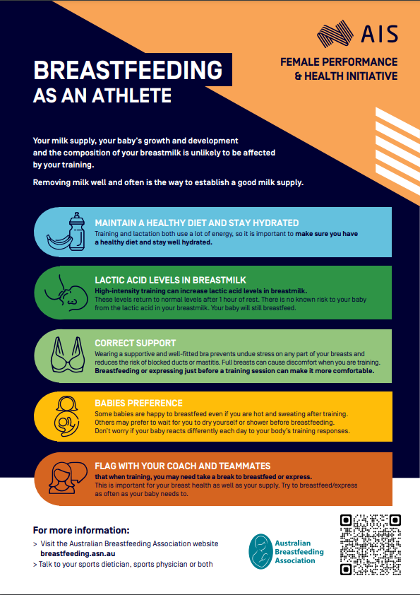 infographie des conseils pour allaiter quand on est une athlète